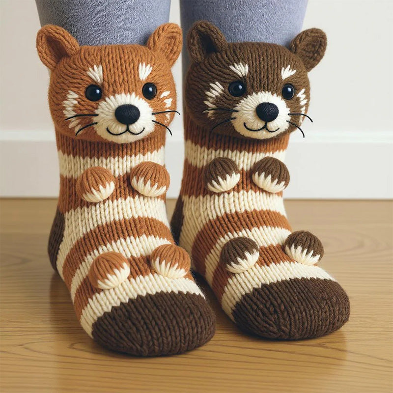 Plush Crochet Animal Socks