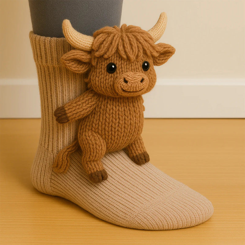 Plush Crochet Animal Socks