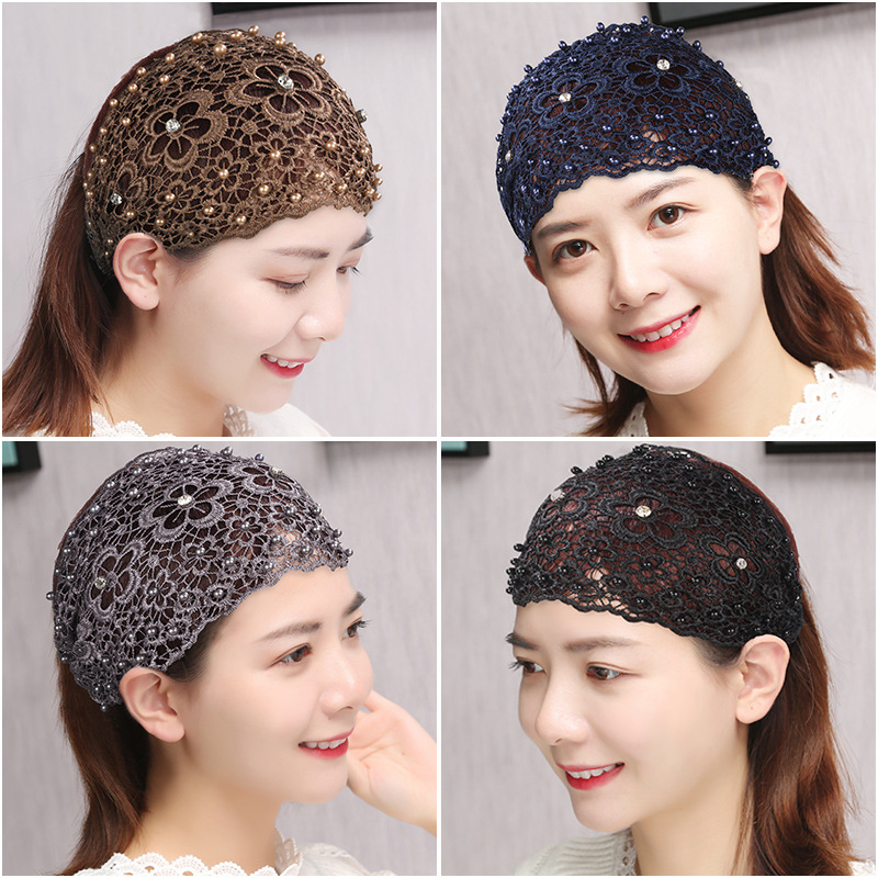 Beaded lace hollow headband