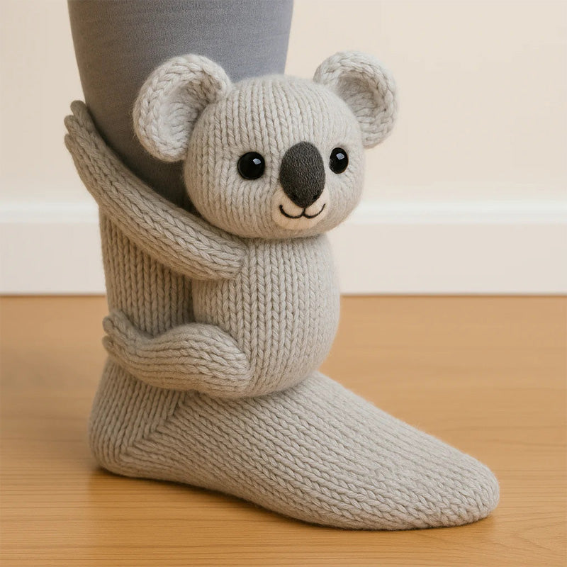 Plush Crochet Animal Socks