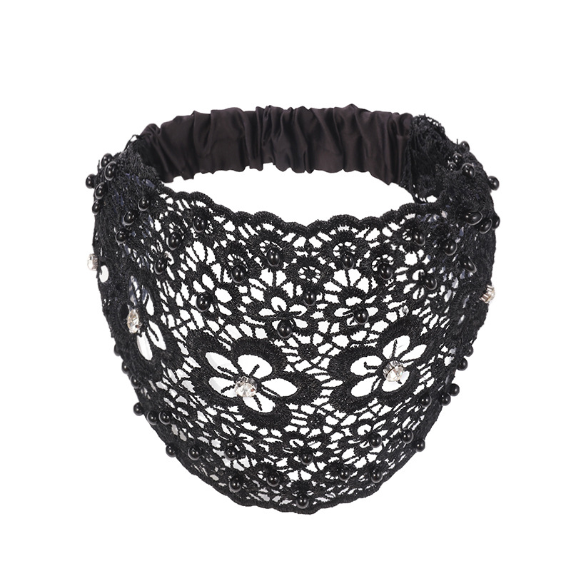 Beaded lace hollow headband