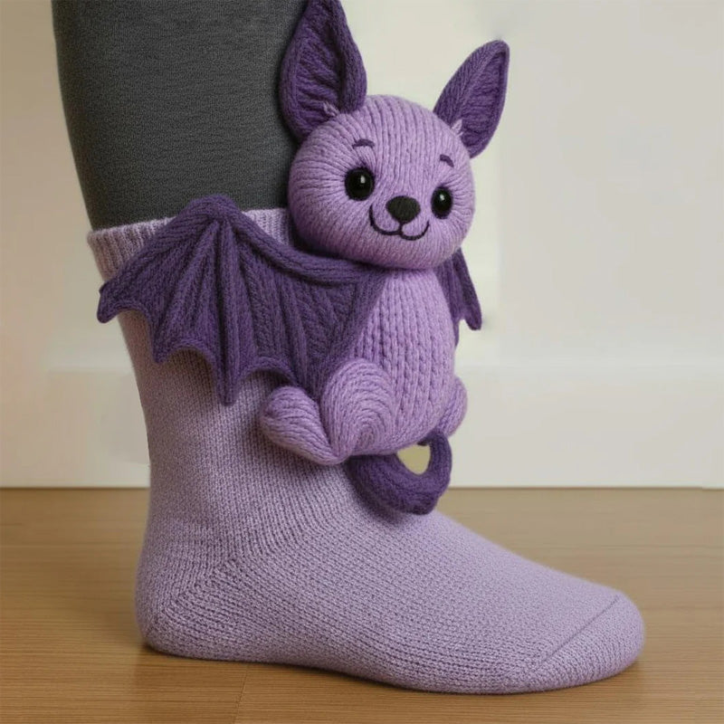 Plush Crochet Animal Socks