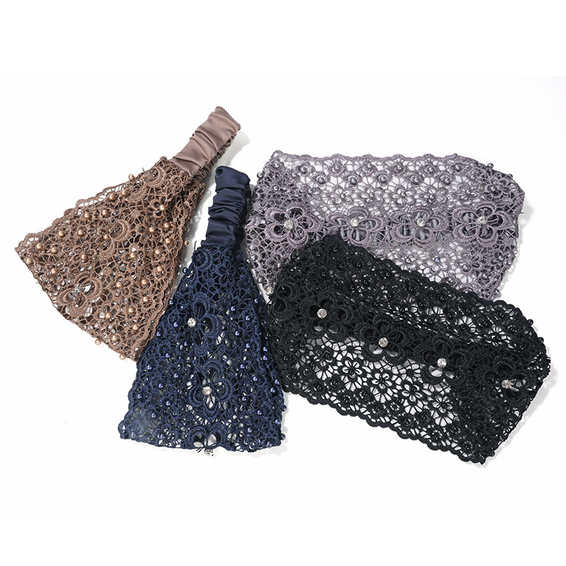 Beaded lace hollow headband