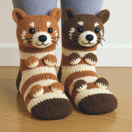 Plush Crochet Animal Socks