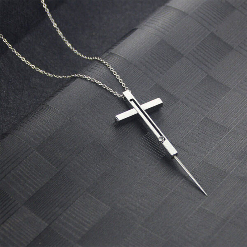 Cross telescopic spring necklace