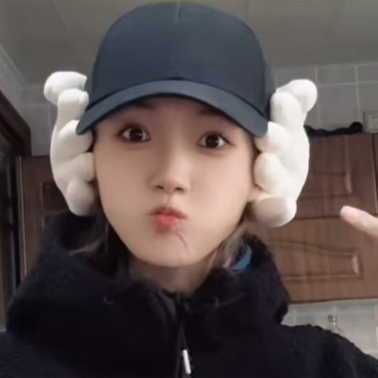 Casual velvet hand-shaped earmuffs