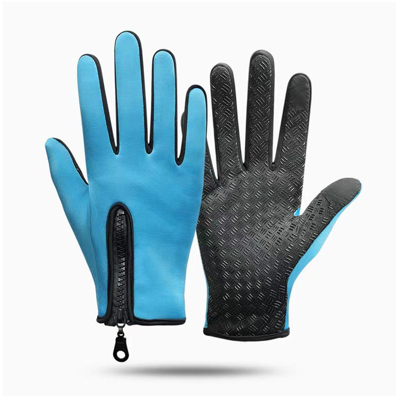 Windproof and warm touchscreen sports zipper gloves