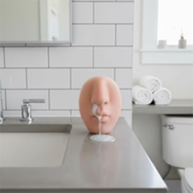 Nose-shaped soap dispenser