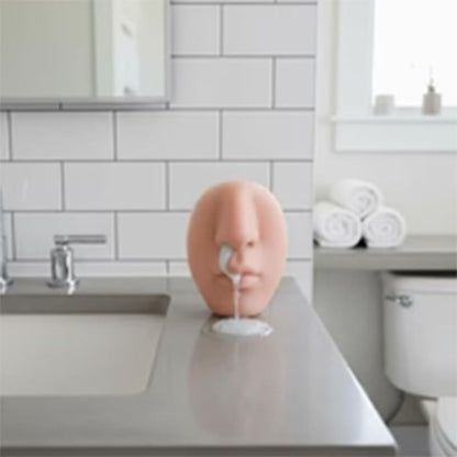 Nose-shaped soap dispenser