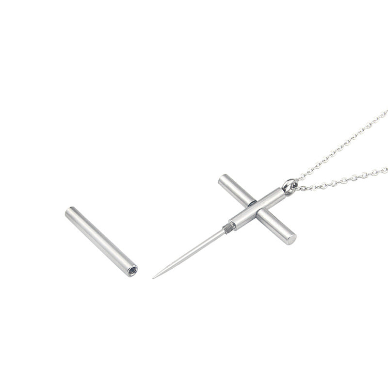 Cross telescopic spring necklace