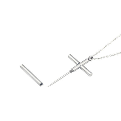 Cross telescopic spring necklace
