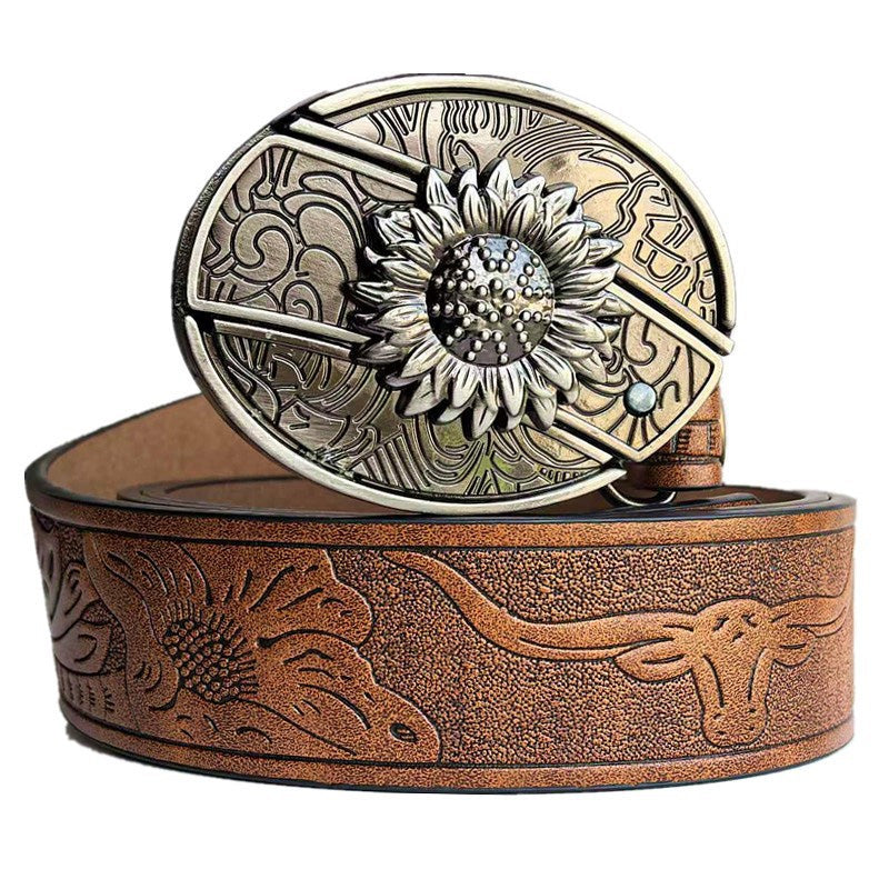 Trendy printed smooth buckle belt