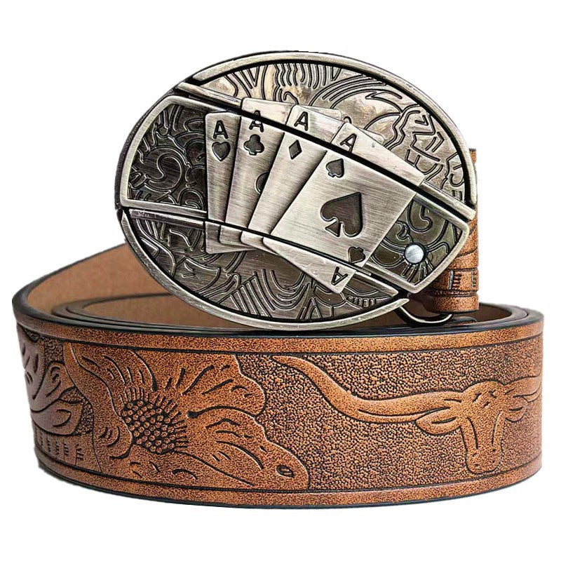 Trendy printed smooth buckle belt